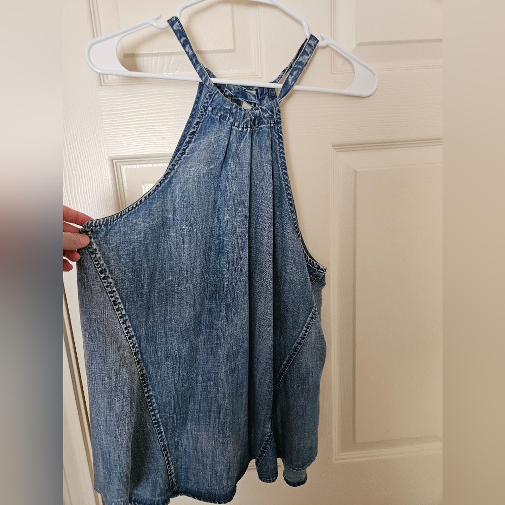 Anthropology Cloth and Stone halter denim top size M